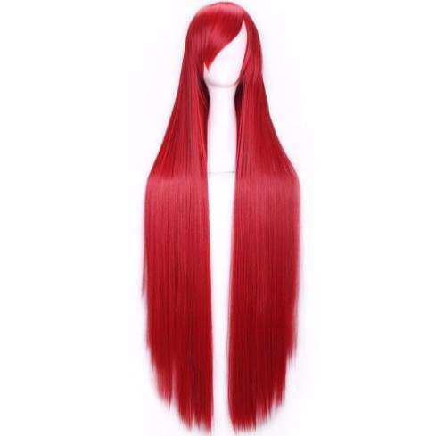Perruque Rouge cheveux longs et raides 100 cm